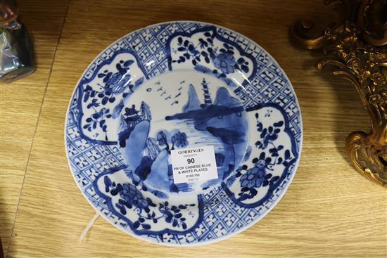 A pair of early 18th century Chinese blue and white plates Diameter 21cm